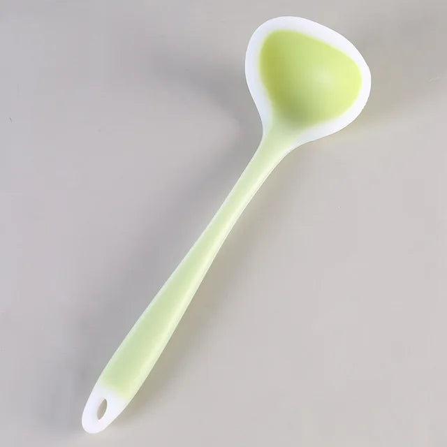Long Handle Silicone Soup Spoon Kitchen Non-Stick Large Food Spoons Ladle Heat Resistant Soup Scoop Home Cooking Utensils Tool