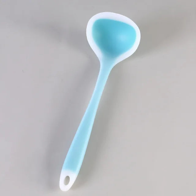 Long Handle Silicone Soup Spoon Kitchen Non-Stick Large Food Spoons Ladle Heat Resistant Soup Scoop Home Cooking Utensils Tool
