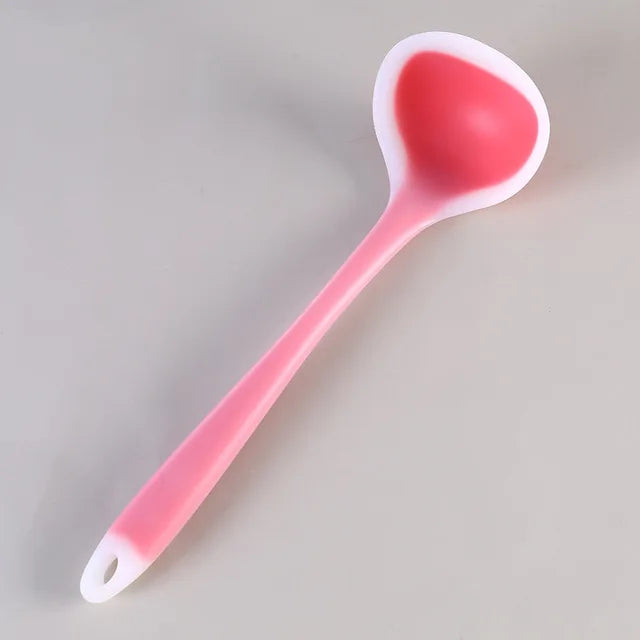 Long Handle Silicone Soup Spoon Kitchen Non-Stick Large Food Spoons Ladle Heat Resistant Soup Scoop Home Cooking Utensils Tool